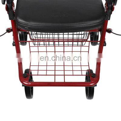 Hot Sale Folding Four Wheeled Lightweight Aluminum Medical Adult Rollator Walkers
