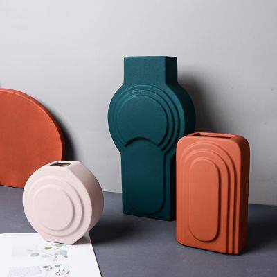 Degradable Non-Deformable Nordic Luxurious Style Ceramic Vase, Model Room Soft Decoration photo-2