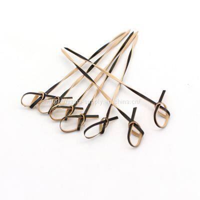 Twisted Natural Colored Black Color Red Color Bamboo Knot Skewers BBQ Knot Bamboo Sticks