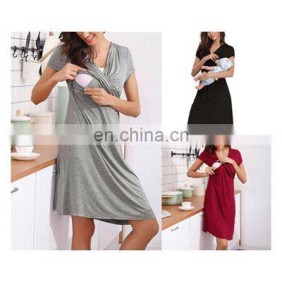 Maternity Dresses Women Party Fashion Pregnancy Clothe Dress Nursing Lactation Dress Maternity Lactation Clothe Summer Dresses photo-5