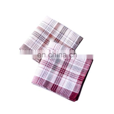5Pcs/Lot Square Plaid Stripe Handkerchiefs Men Classic Vintage Pocket Cotton Towel For Wedding Party 38*38Cm Random Square Plaid photo-2