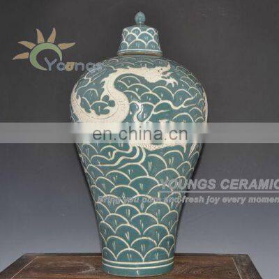 Antique Ming Reproduction Chinese Large Porcelain Dragon Ginger Jars Vases