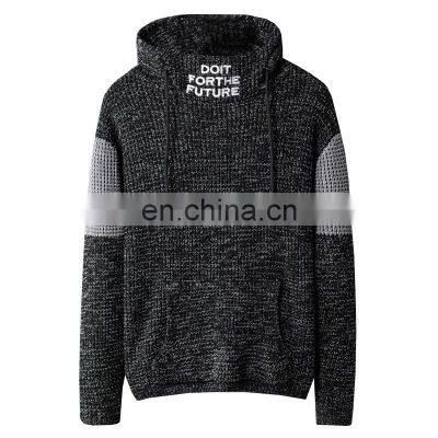 Merchant direct sale half high neck pullover hooded loose knit men's men's sweater