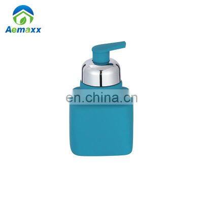 High Quality Rubber Coated Blue Ceramic Foam Pump Lotion Soap Dispenser photo-2