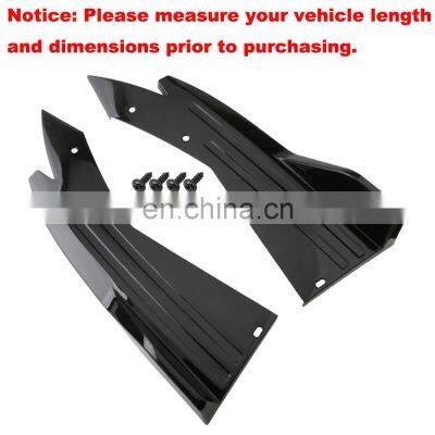 AOSU 2pcs Universal Gloss Black Car Rear Bumper Lip Spoiler Canards Fins Anti-crash Diffuser Lip Wrap Angle Splitter