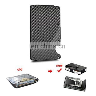 2021 New Minimalist Carbon Fiber Card Case With Money Clip Aluminum Wallet Metal Rfid Credit Card Holder Wallet Rfid Blocking photo-2