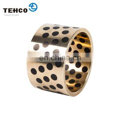 CNC Machining Copper Alloy Casting Brass Bushing Guide Ejector Self-lubricating Oilless Graphite Bushings for Ship Machine.