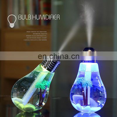 50% Discount Hot Sale 400ml Light Bulb Decoration Cool Mist Ultrasonic Air Humidifier With Colorful Light For Room