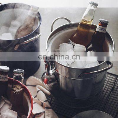 New Galvanized Customise Round Portable Home Champagne Personalized Silver Unique Wine Bar Ice Bucket photo-3