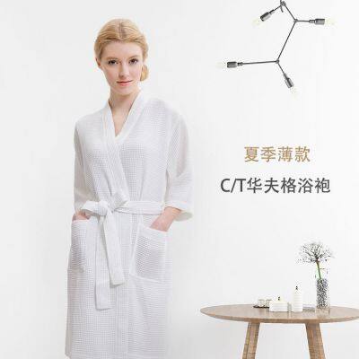 European Size Waffle Bathrobe，Summer Short Style ,SPA Bathrobe/OEM(KW1151M) photo-3