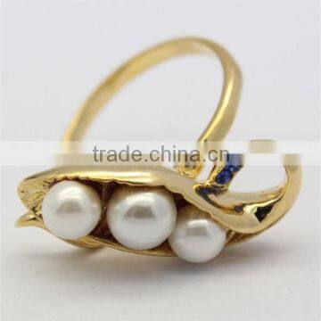 2014 new design three pearls gold ring