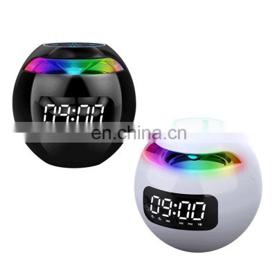 Hot Selling Wireless Mini Portable Home Speaker Alarm Clock Led Surround Light Loudspeakers Bluetooth Speakers