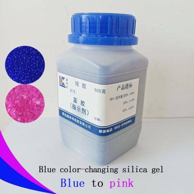 Color-changing silica gel desiccant 500g/bottle blue to pink