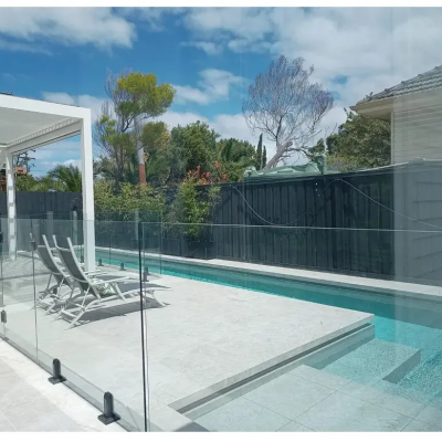 Glass Pool Fences & Glass Railings  frameless glass fence,safety barrier  ½ inch tempered safety glass