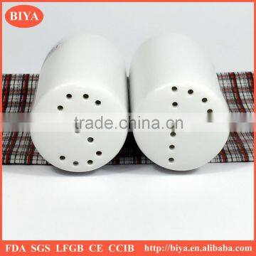 White porcelain salt and pepper set shaker bottles with SP hole