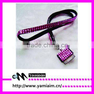 rhinestone lanyard with keychain and iphone attachment