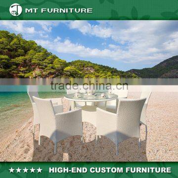 White Outdoor Rattan Dining Furniture Restaurant