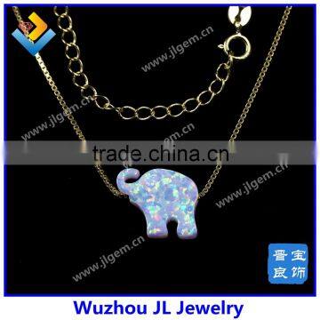 White Snow OP17 Synthetic Fashion Elephant Opal Gems Necklace Jewelry photo-3