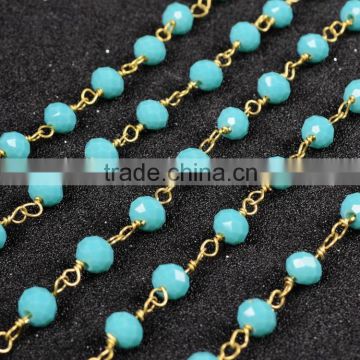 $4/meter by Trade Assurance- Fashion blue jade crystal quartz beaded chains for DIY-Free Shipping