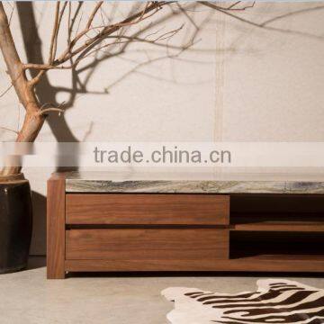 Modern Travertine Top Tv Stand Wooden Base With Drawers Good Quality For Home photo-5