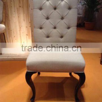 High quality tufted back wood white upholstered wedding chair