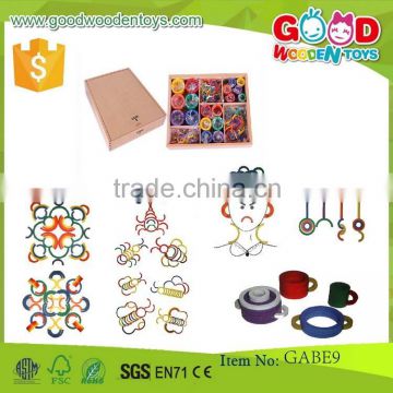 new design gabe toys 35*35*8 cm size box toys OEM wooden colorful kids toys rings