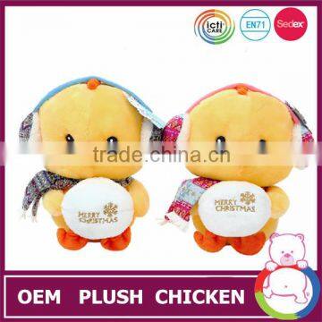 Cute customized soft stuffed toys chickens doll with earphone