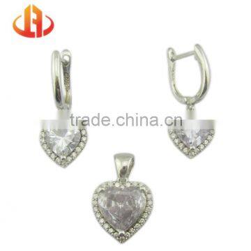 New arrival clear CZ silver jewelry set