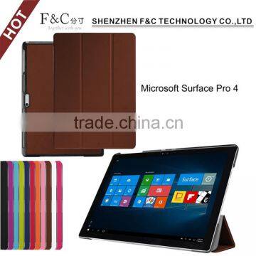 high quality ultra-thin hot press folio cover leather case for microsoft surface pro 4 folio case