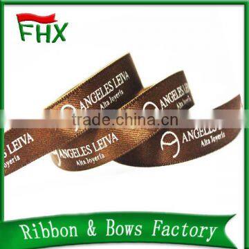 china wholesale 10mm coffee color logo satin printed ribbon for festival decoration gift packaging