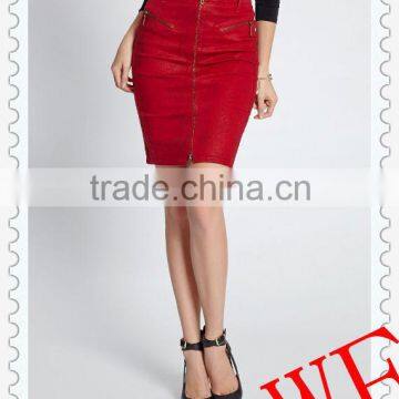 Hot! 2014 Outlet factory supply Latest design red sexy tight leather lady short skirts