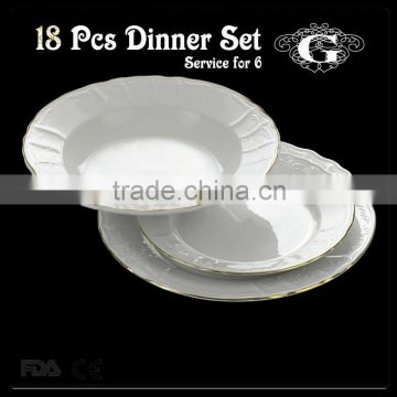 18pcs embossed bone china dinnerware