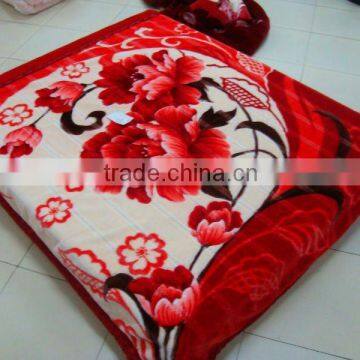 100% Polyester Printed &carved Double Raschel Blanket