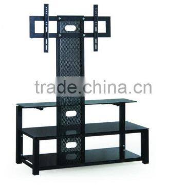 modern metal tube and glass TV stand