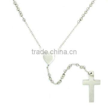 Mysteries of The Rosary Factory Handmade Religious Bead Rosary 316 Stainless Steel Cross Necklace Jewelry