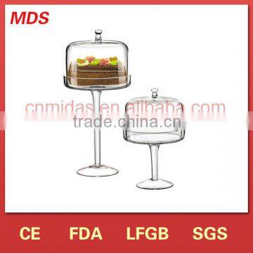 Hot selling glass cake stand with dome/glassware