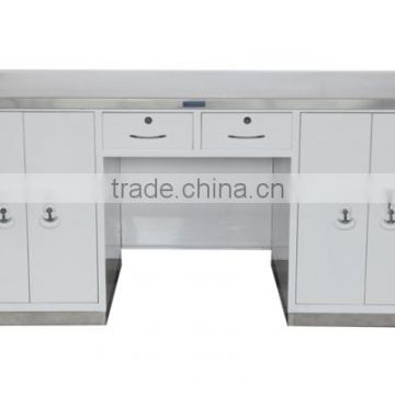 manufacturer medical stainless steel surface and seat working table with 4 drawers