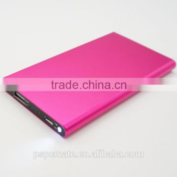 High capacity Slim metal power bank with led lamp for Iphone/PSP/GPS