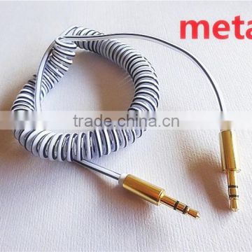 wholesale audio /DC3.5MM transparent spring cable with metal connector