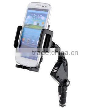 Car Phone Holder Universal Stander With Dual USB Cigarette Lighter for Mobile Phone / Smart Phone Holder photo-4