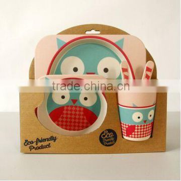 2016 Hot sales bamboo fiber kids Eco-friendly dinner sets cartoon shape