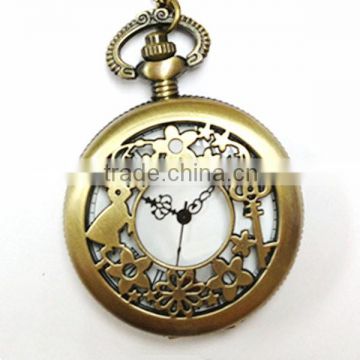 Antique color men size japan movt quartz pocket watch with see through case