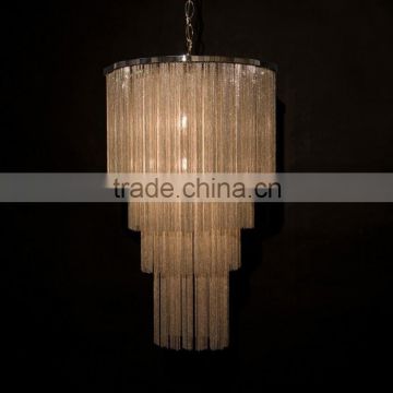 Chrome aluminum chain chandelier with E14 three layer luxury decorative