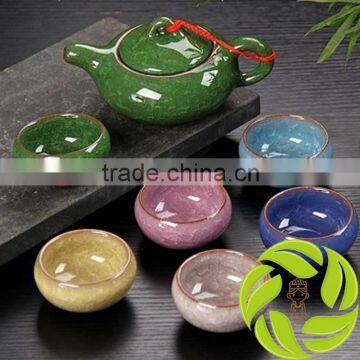 Promotional porcelain teaset gift package tea set Chinese gongfu teapot ice cracked teaset 1 teapot 6pcs tea cup