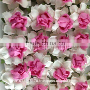 White With Pink Center Handmade Mulberry Paper Flower, Wedding Party, Scrap-booking Crafts, Wholesale 21/32 photo-2