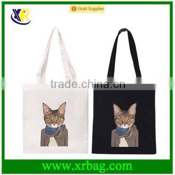 Fashion new cat cartoon shopping canvas cotton fabric tote bags