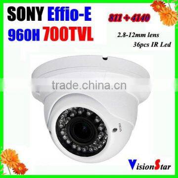 Sony Effio-E 4140gg 700tvl 960h ccd with osd menu varifocal lens 2.8-12mm motion detection infrared security ir dome camera