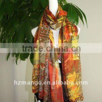 2016 latest 100% polyester printed scarf