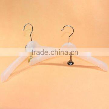 High end customize logo transparent plastic clothing hanger