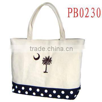 fashion design embroidery canvas lady handbag bag